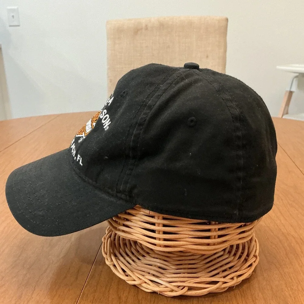 Y2K Harley-Davidson Grunge Biker Hat OSFM Black Embroidered Cap Daytona Beach FL